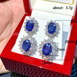 Luxury Sapphire Zirconia Dangle Earrings Women for Wedding Engagement Noble Accessories