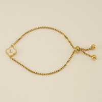 Elegant Gold Adjustable Clover Bracelet with Personalized Monogram Initial