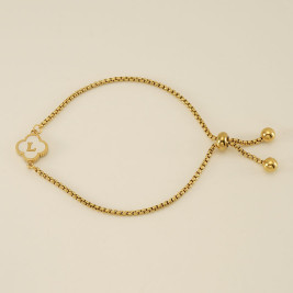 Elegant Gold Adjustable Clover Bracelet with Personalized Monogram Initial