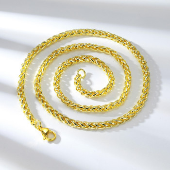 Gold Silver Wheat Chain Necklace for Men Women Unisex 3mm