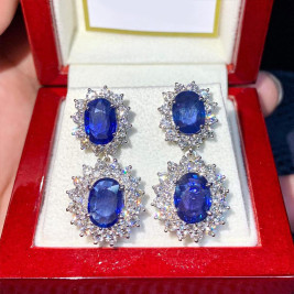 Luxury Sapphire Zirconia Dangle Earrings Women for Wedding Engagement Noble Accessories
