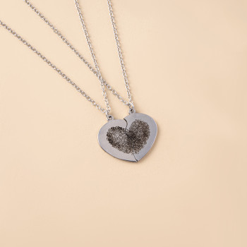 FingerPrint Breakable Heart Necklace In Sterling Silver