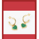 18ct Gold Plated Hoop Earring With Malachite Heart Charm Dangle Earrings