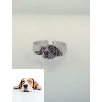 Pet Dog Cat Photo Engraved Ring With Free Sterling Silver Necklace · Pet Memorial Ring · Personalized Pet Remembrance