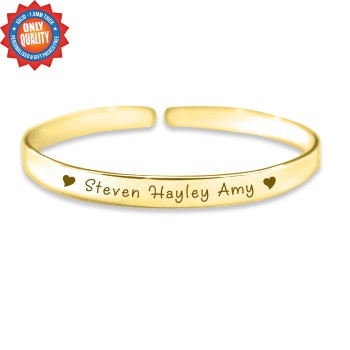 Personalised 8mm Endless Bangle - 18ct Gold Plated