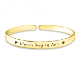 Personalised 8mm Endless Bangle - 18ct Gold Plated