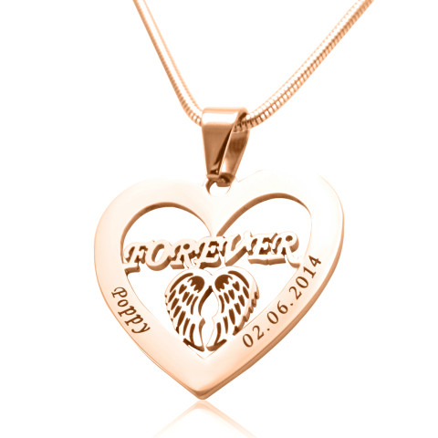 Personalised Angel in My Heart Necklace - 18ct Rose Gold Plated