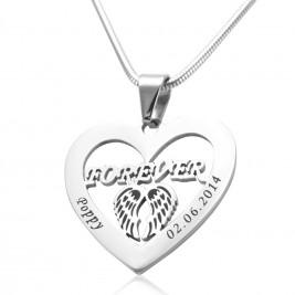 Personalised Angel in My Heart Necklace - Sterling Silver