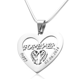 Personalised Angel in My Heart Necklace - Sterling Silver