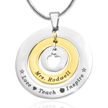 Personalised Circles of Love Necklace Teacher - TWO TONE - Gold  Silver