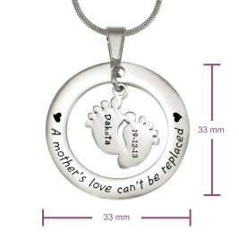 Personalised Cant Be Replaced Necklace - Single Feet 18mm - Sterling Silver