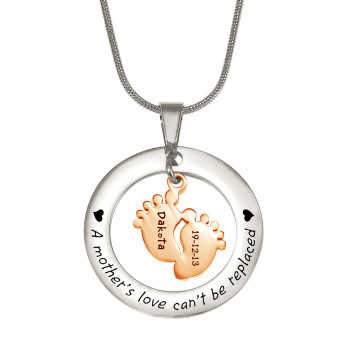 Personalised Cant Be Replaced Necklace - Single Feet 18mm - Two Tone - 18ct Rose Gold Plated