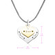 Personalised Double Heart Necklace - Two Tone - Gold n Silver