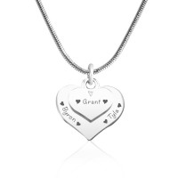 Personalised Double Heart Necklace - Sterling Silver