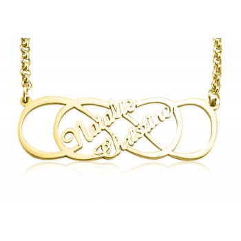 Personalised Infinity X Infinity Name Necklace - 18ct Gold Plated