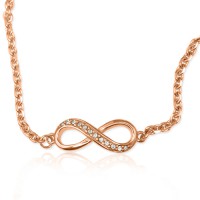 Personalised Neatie  Crystal Infinity Bracelet/Anklet - 18ct Rose Gold Plated