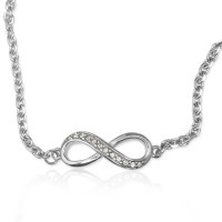 Personalised Neatie  Crystal Infinity Bracelet/Anklet - Sterling Silver