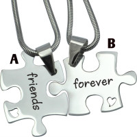 Personalised Forever Friends Puzzle Two Necklaces 