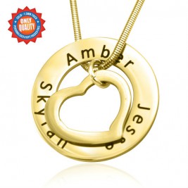 Personalised Heart Washer Necklace - 18ct GOLD Plated