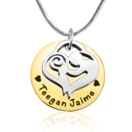 Personalised Mother's Disc Single Necklace - Two Tone - Gold  Silver