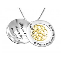 Personalised My Family Tree Dome Necklace - Two Tone - Gold Tree