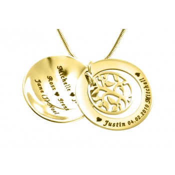 Personalised My Family Tree Dome Necklace - 18ct Gold Plated