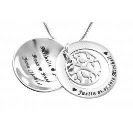 Personalised My Family Tree Dome Necklace - Sterling Silver