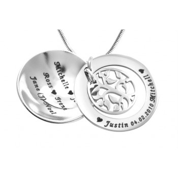 Personalised My Family Tree Dome Necklace - Sterling Silver