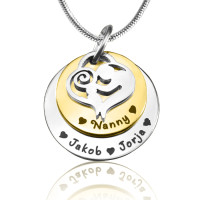 Personalised Mother's Disc Double Necklace - Two Tone - Gold  Silver