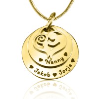 Personalised Mother's Disc Double Necklace - 18ct Gold Plated