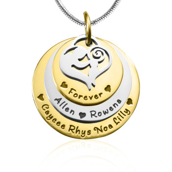 Personalised Mother's Disc Triple Necklace - TWO TONE - Gold  Silver