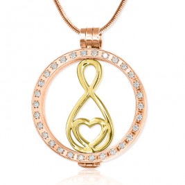 Personalised 18ct Rose Gold Plated Diamonte Necklace with Gold Infinity
