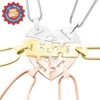 Personalised Hexa Heart Puzzle Necklace
