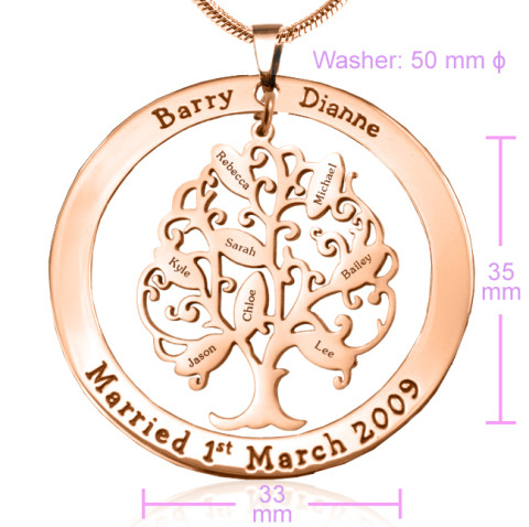 Personalised Tree of My Life Washer 8 - 18ct Rose Gold Plated