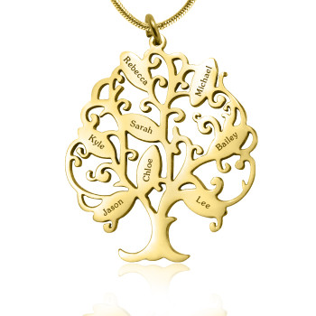 Personalised Tree of My Life Necklace 8 - 18ct Gold Plated