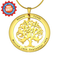 Personalised Tree of My Life Washer Necklace 10 - 18ct Gold Plated