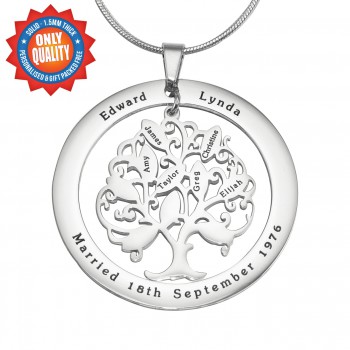 Personalised Tree of My Life Washer Necklace 10 - Sterling Silver