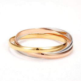 Three Tone Bangle Set Personalised in Sterling Silver and Gold Plating