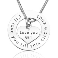 Personalised Circle My Heart Necklace - Sterling Silver