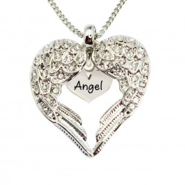 Personalised Angels Heart Necklace with Heart Insert