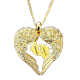 Personalised Angels Heart Necklace with Feet Insert - GOLD