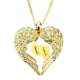 Personalised Angels Heart Necklace with Feet Insert - GOLD