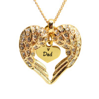 Personalised Angels Heart Necklace with Heart Insert - 18ct Gold Plated