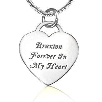 Personalised Forever in My Heart Necklace - Sterling Silver