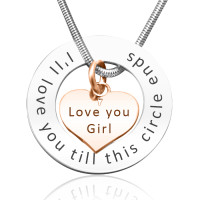 Personalised Circle My Heart Necklace - Two Tone HEART in Rose Gold