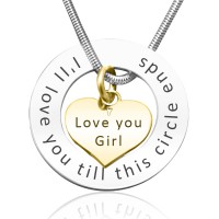 Personalised Circle My Heart Necklace - Two Tone HEART in Gold