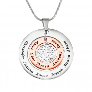 Personalised Circles of Love Necklace Tree - TWO TONE - Rose Gold  Silver