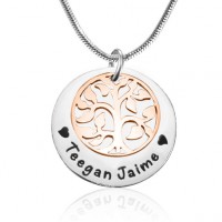 Personalised My Family Tree Single Disc - Two Tone - Rose Gold  Silver