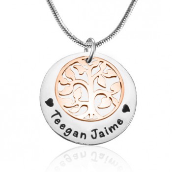 Personalised My Family Tree Single Disc - Two Tone - Rose Gold  Silver
