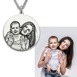 Grey Colour Photo Necklace with Engraved Text